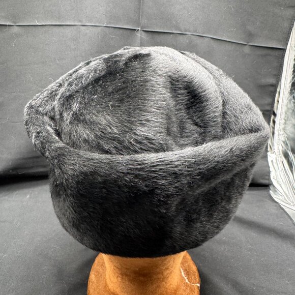 Vintage 1960s Miss Dior Created by Christian Dior Black Fur Italian Pillbox Hat main image 6